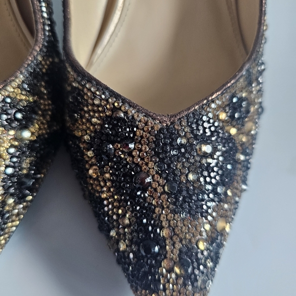 Betsey Johnson Mya Rhinestone Pumps Light Brown/Black Leopard 8.5 Pre-owned - Picture 7 of 7